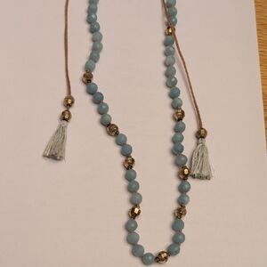 Chan Luu Sky Blue and Gold Beaded Necklace